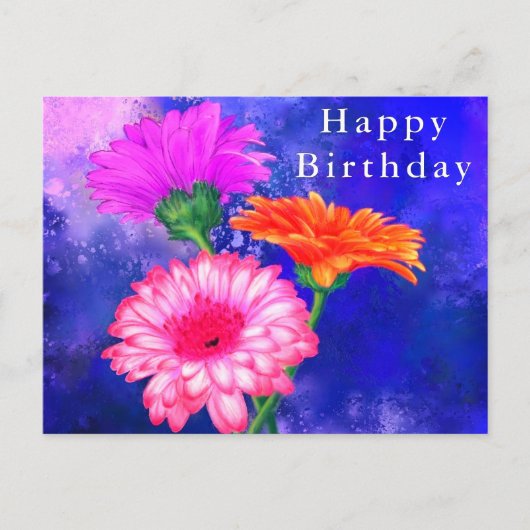 Postale Carte d'anniversaire Gerbera Daisy (Devant)