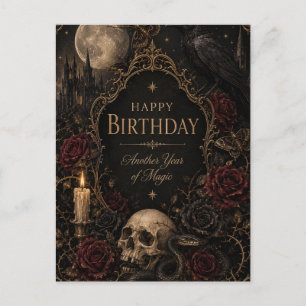 Postale Carte d'anniversaire gothique, fleurs sombres, pap