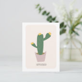 Postale Carte d'anniversaire grand cactus jaune et vert du (Debout devant)