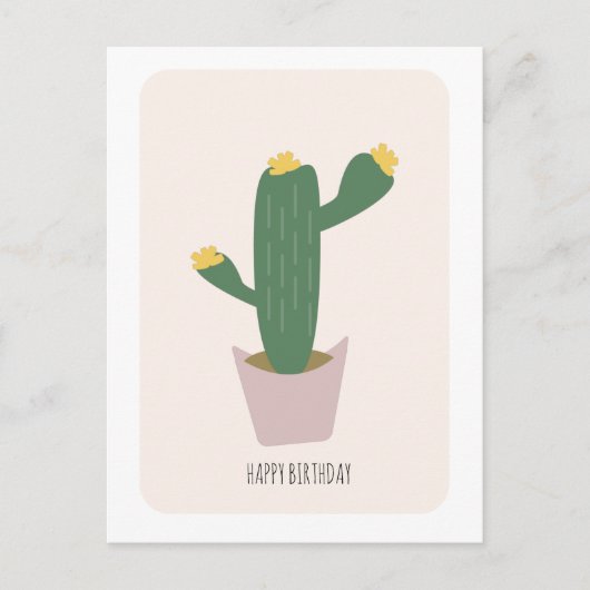 Postale Carte d'anniversaire grand cactus jaune et vert du (Devant)