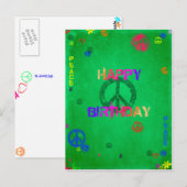 Postale Carte d'anniversaire hippie heureuse (Devant / Derrière)
