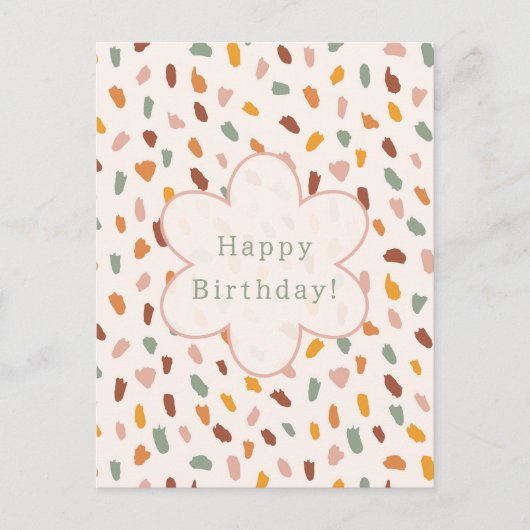 Postale Carte d'anniversaire joyeuse et colorée. (Devant)