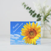 Postale Carte d'anniversaire joyeuse tournesol et abeilles (Debout devant)