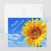 Postale Carte d'anniversaire joyeuse tournesol et abeilles (Devant / Derrière)