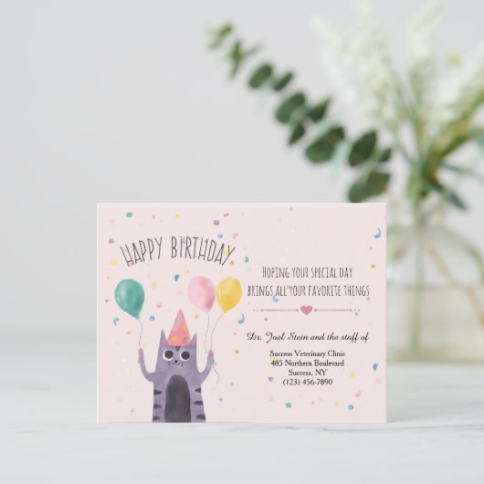 Postale Carte d'anniversaire Kitty (Debout devant)