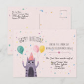 Postale Carte d'anniversaire Kitty (Devant / Derrière)