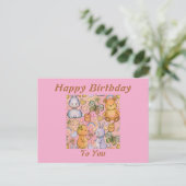 Postale Carte d'anniversaire lapin et ours (Debout devant)