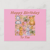 Postale Carte d'anniversaire lapin et ours (Devant)