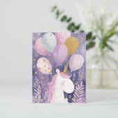 Postale Carte d'anniversaire licorne élégante – Pastel et (Debout devant)