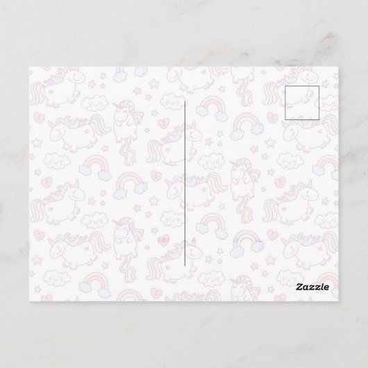 Postale carte d'anniversaire licorne mignonne (Dos)