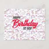 Postale carte d'anniversaire licorne mignonne (Devant)