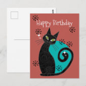 Postale Carte d'anniversaire moderne du milieu du siècle,  (Devant / Derrière)