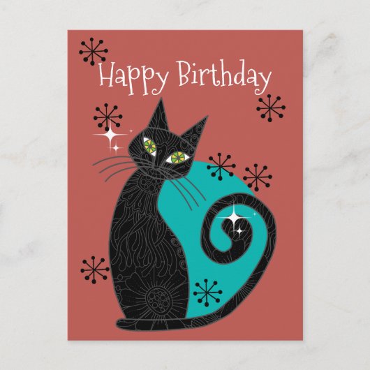 Postale Carte d'anniversaire moderne du milieu du siècle C (Devant)