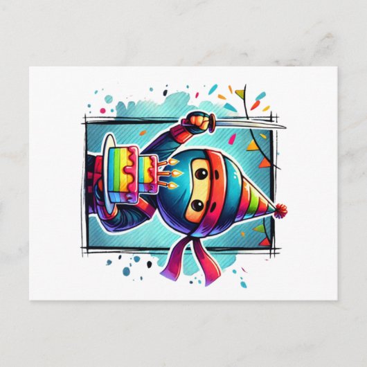 Postale Carte d'anniversaire Ninja (Devant)