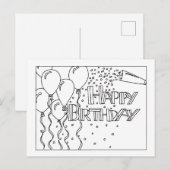 Postale Carte d'anniversaire noir et blanc (Devant / Derrière)