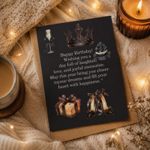 Carte d'anniversaire noire de luxe pour elle | Cou
