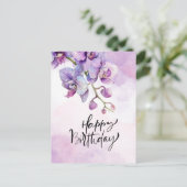 Postale Carte d'anniversaire orchidée violette - Elégante  (Debout devant)