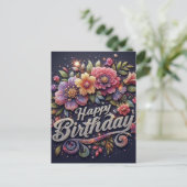 Postale Carte d'anniversaire : paillettes colorées (Debout devant)