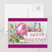 Postale Carte d'anniversaire papillon (Devant / Derrière)
