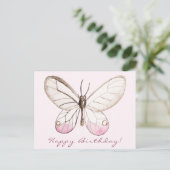 Postale Carte d'anniversaire Papillon Blush Élégant (Debout devant)