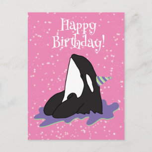 Postale Carte d'anniversaire personnalisable Orque Baleine