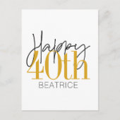 Postale Carte d'anniversaire personnalisée 40e Joyeuse (Devant)