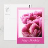 Postale Carte d'anniversaire personnalisée Fleurs roses (Devant / Derrière)