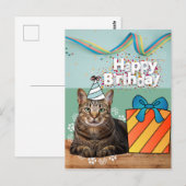 Postale Carte d'anniversaire pour chat (Devant / Derrière)
