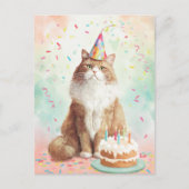 Postale Carte d'anniversaire pour chat - Chat de fête mign (Devant)