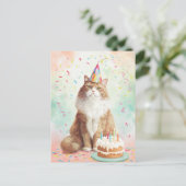Postale Carte d'anniversaire pour chat - Chat de fête mign (Debout devant)