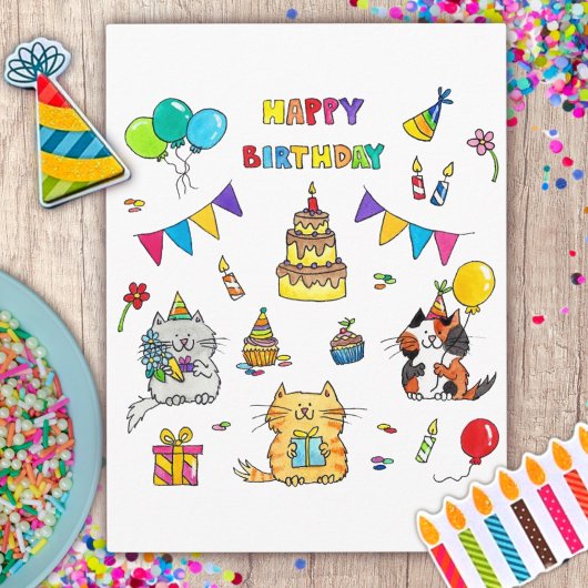 Postale Carte d'anniversaire pour chats