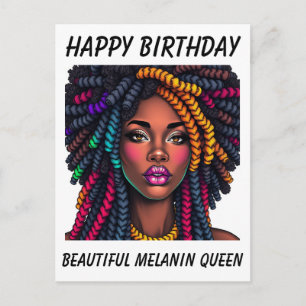 Postale Carte d'anniversaire pour femme noire melanine Joy