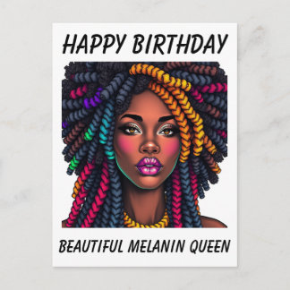Postale Carte d'anniversaire pour femme noire melanine Joy