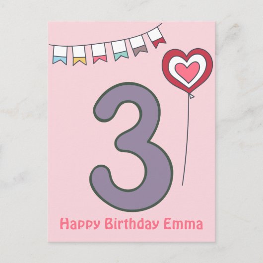 Postale Carte d'anniversaire pour les 3 ans de jolis enfan (Devant)