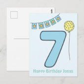Postale Carte d'anniversaire pour les 7 ans de jolis enfan (Devant / Derrière)