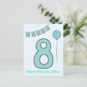 Postale Carte d'anniversaire pour les 8 ans de jolis enfan (Debout devant)