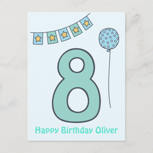 Postale Carte d'anniversaire pour les 8 ans de jolis enfan (Devant)