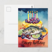 Postale Carte d'anniversaire pour les amateurs de pêche (Devant / Derrière)