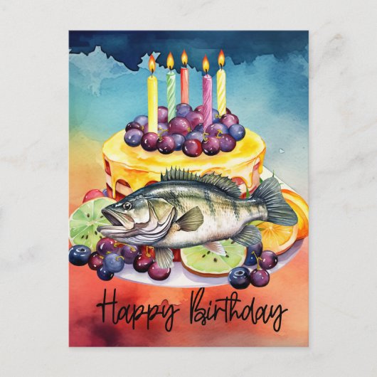 Postale Carte d'anniversaire pour les amateurs de pêche (Devant)