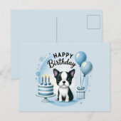 Postale Carte d'anniversaire pour Terrier de Boston - Mess (Devant / Derrière)