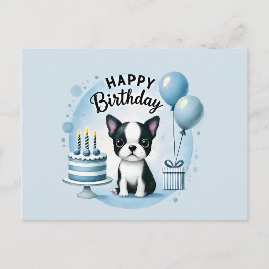 Postale Carte d'anniversaire pour Terrier de Boston - Mess (Devant)