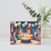 Postale Carte d'anniversaire pour votre petite fille (Debout devant)