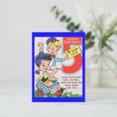 Postale Carte d'anniversaire rétro 5 ans (Debout devant)