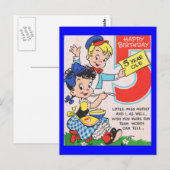 Postale Carte d'anniversaire rétro 5 ans (Devant / Derrière)