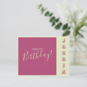 Postale Carte d'anniversaire rose et vert (Debout devant)