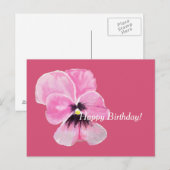 Postale Carte d'anniversaire rose Pansy (Devant / Derrière)