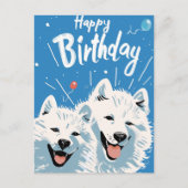 Postale Carte d'anniversaire Samoyède (Devant)