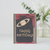Postale Carte d'anniversaire Saturn Astronomie vintage (Debout devant)