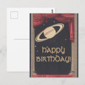 Postale Carte d'anniversaire Saturn Astronomie vintage (Devant / Derrière)