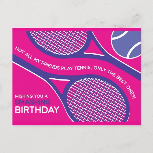 Postale Carte d'anniversaire 🎾 💜 tennis rose violet (Devant)
